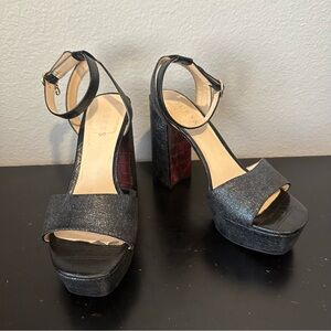 Guess Black Sparkle Chunky High Heels